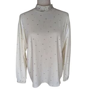 Vintage Northern Reflections Turtleneck Top Womens M/L Birds Cottagecore Cotton